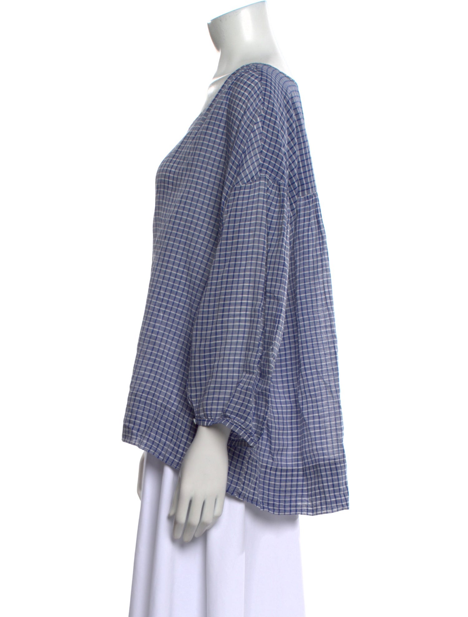 Nili Lotan Plaid Print V-Neck Polo