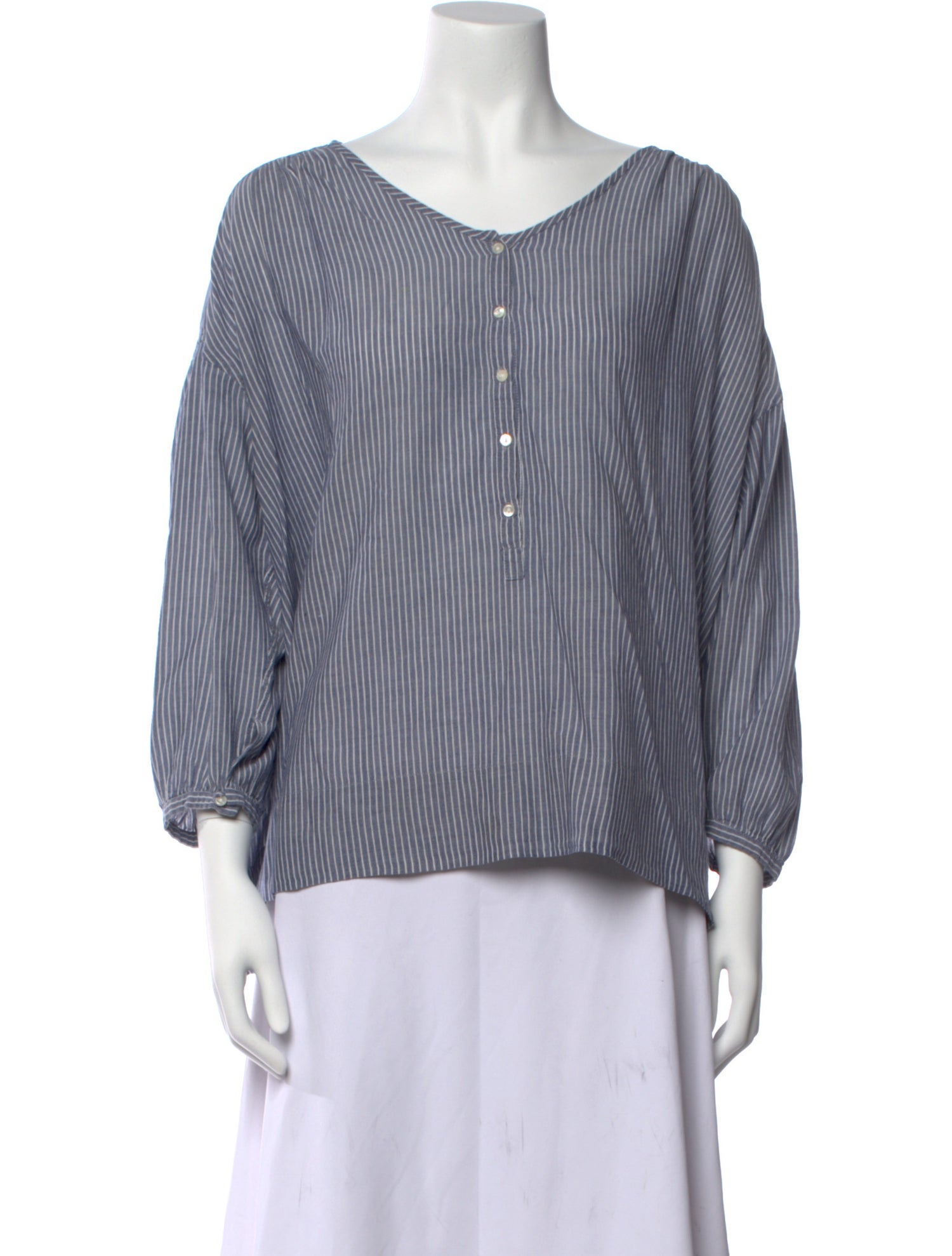 Nili Lotan Striped V-Neck Blouse