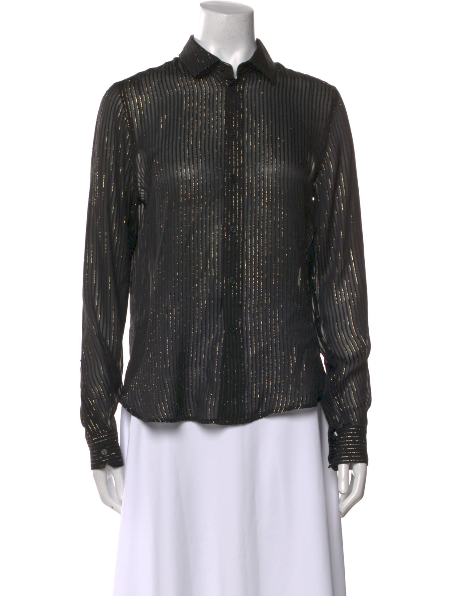 Nili Lotan Silk Striped Button-Up Top