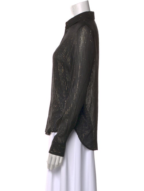 Nili Lotan Silk Striped Button-Up Top