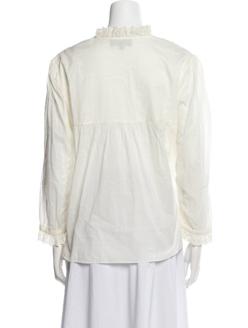 Nili Lotan Mock Neck Long Sleeve Button-Up Top