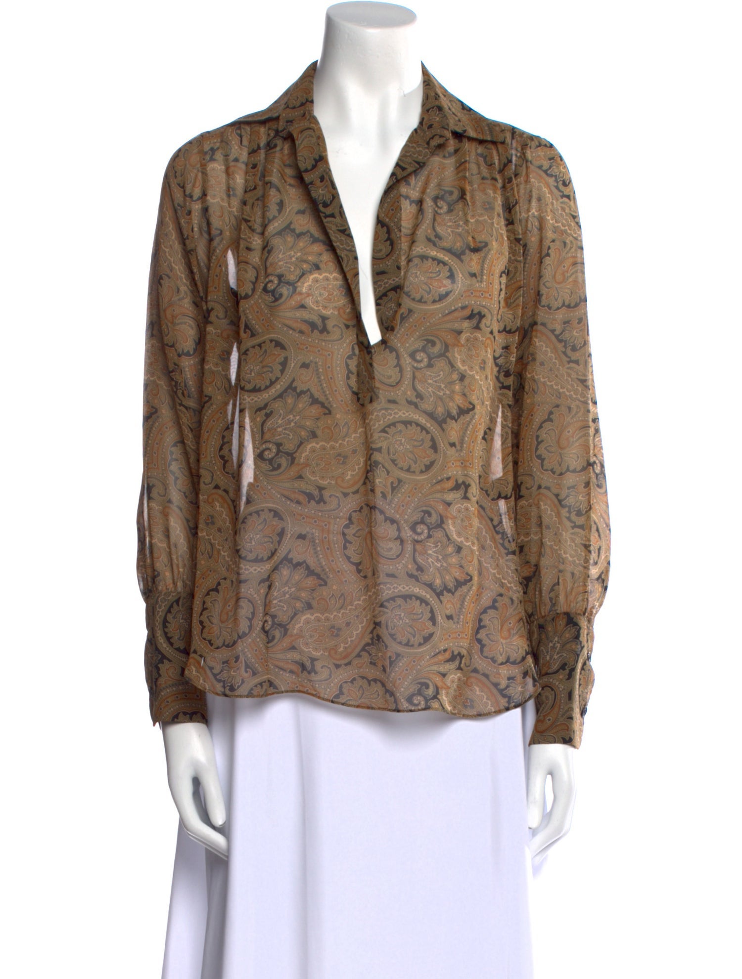 Nili Lotan Silk Paisley Print Blouse