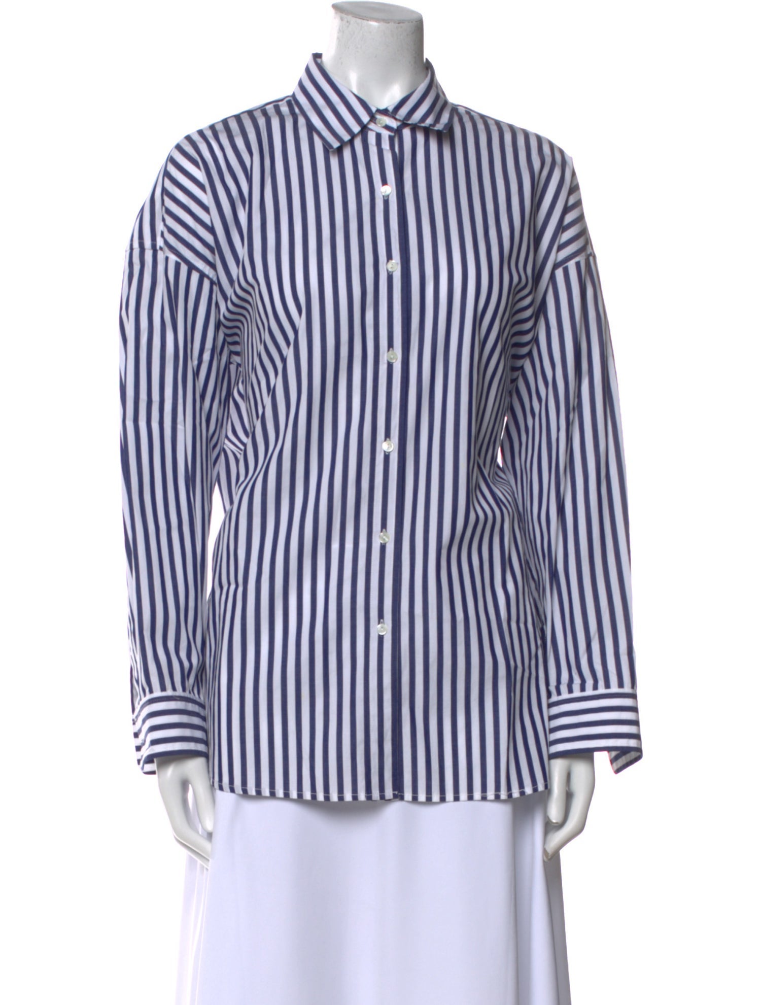 Nili Lotan Striped Long Sleeve Button-Up Top