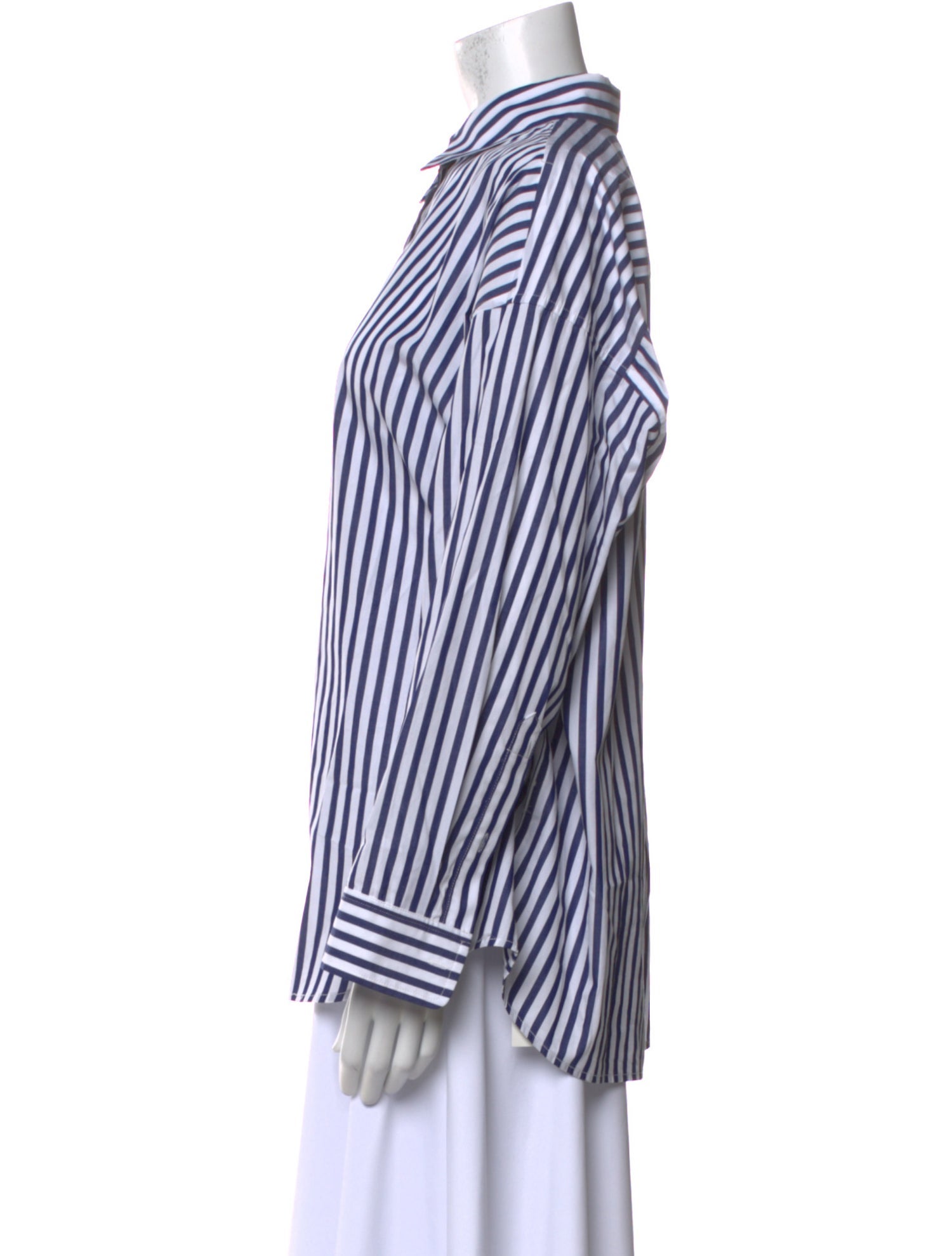 Nili Lotan Striped Long Sleeve Button-Up Top