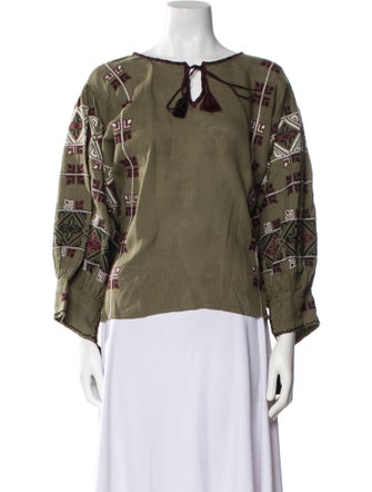 Nili Lotan Linen Printed Blouse