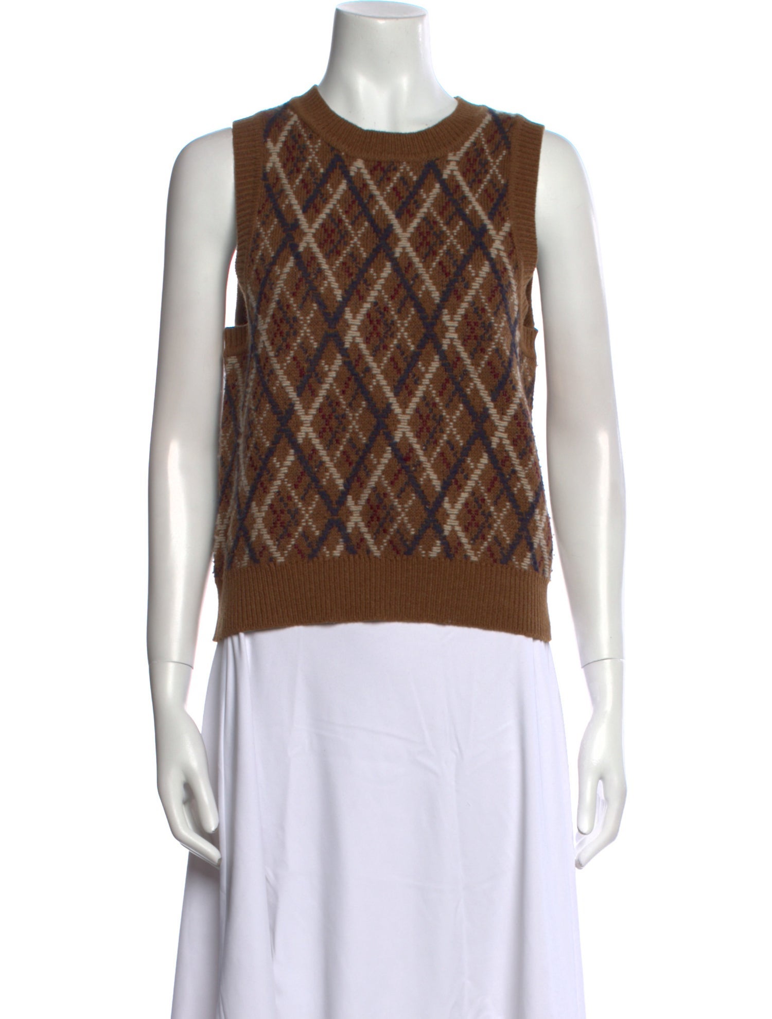 Nili Lotan Wool Plaid Print Sweater