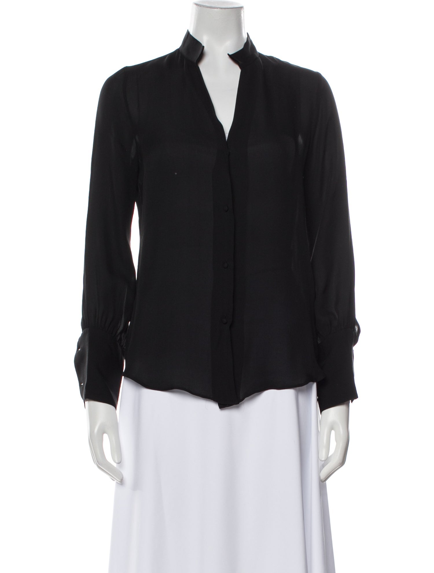 Nili Lotan Silk V-Neck Button-Up Top