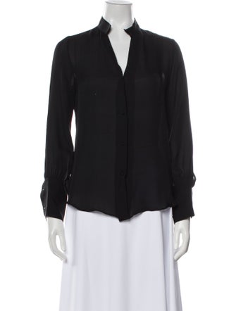 Nili Lotan Silk V-Neck Button-Up Top