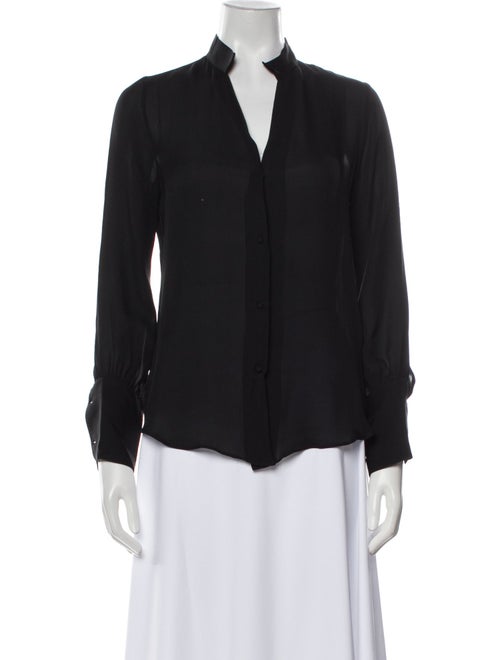 Nili Lotan Silk V-Neck Button-Up Top