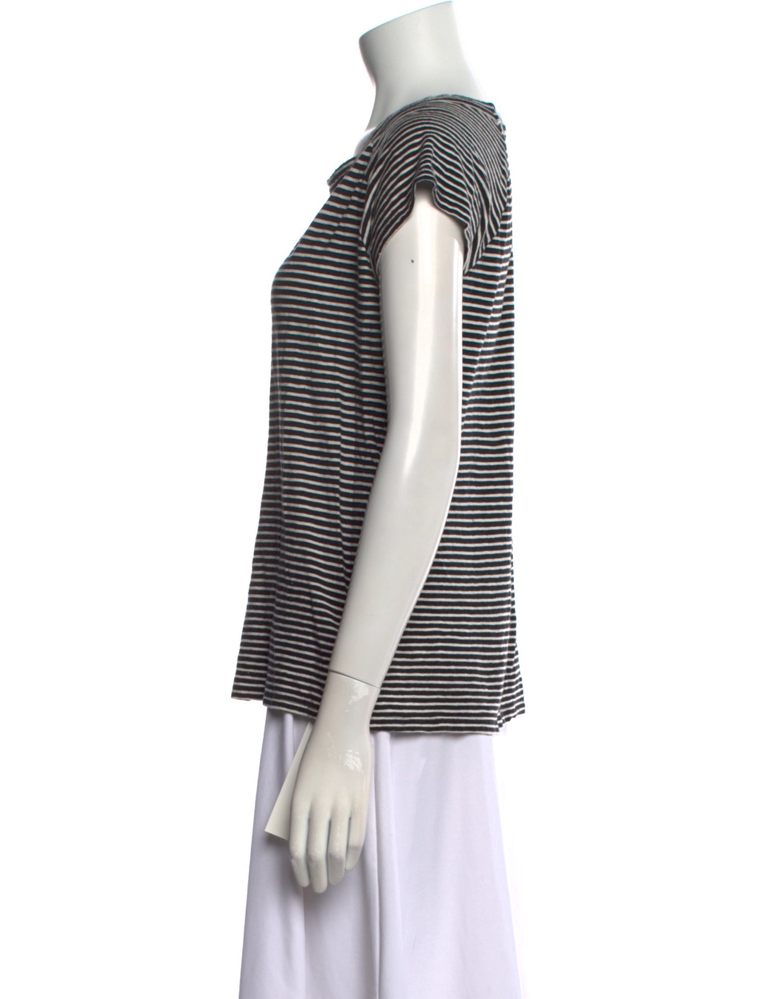 Nili Lotan Striped Scoop Neck T-Shirt