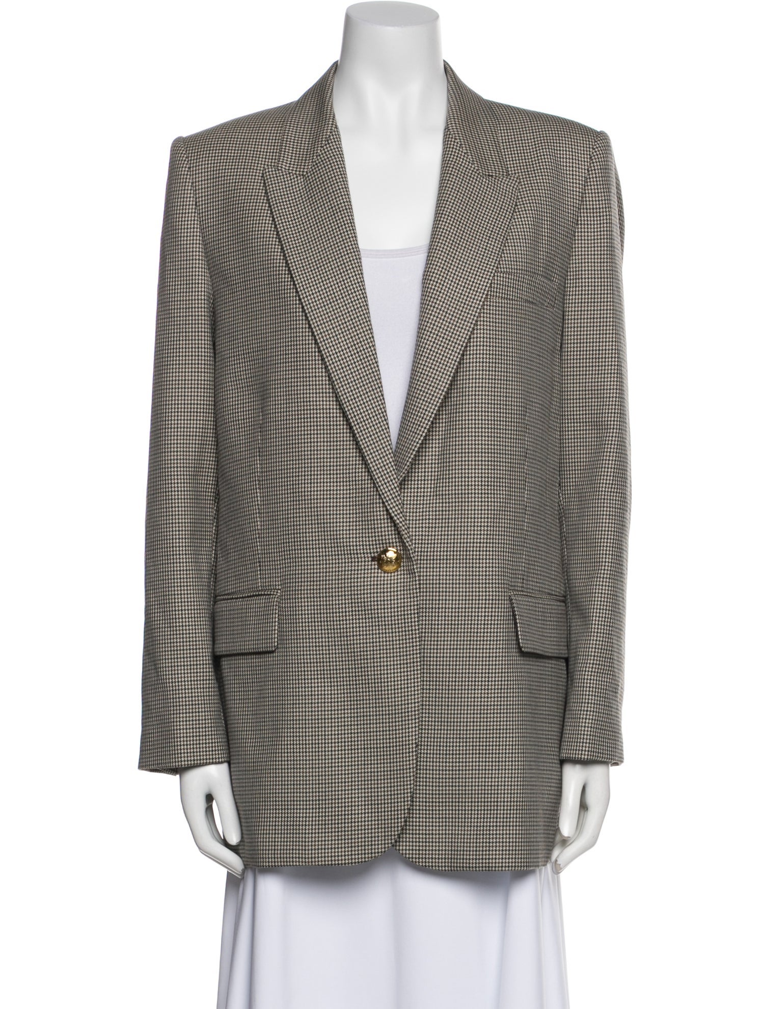 Nili Lotan Virgin Wool Houndstooth Print Blazer