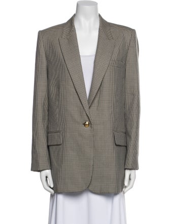 Nili Lotan Virgin Wool Houndstooth Print Blazer