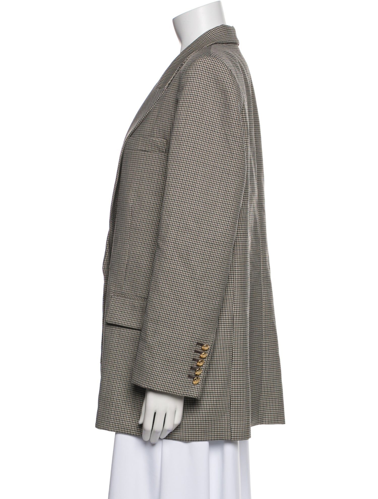 Nili Lotan Virgin Wool Houndstooth Print Blazer