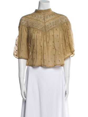 Nili Lotan Mock Neck Short Sleeve Crop Top