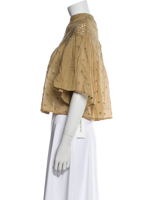 Nili Lotan Mock Neck Short Sleeve Crop Top