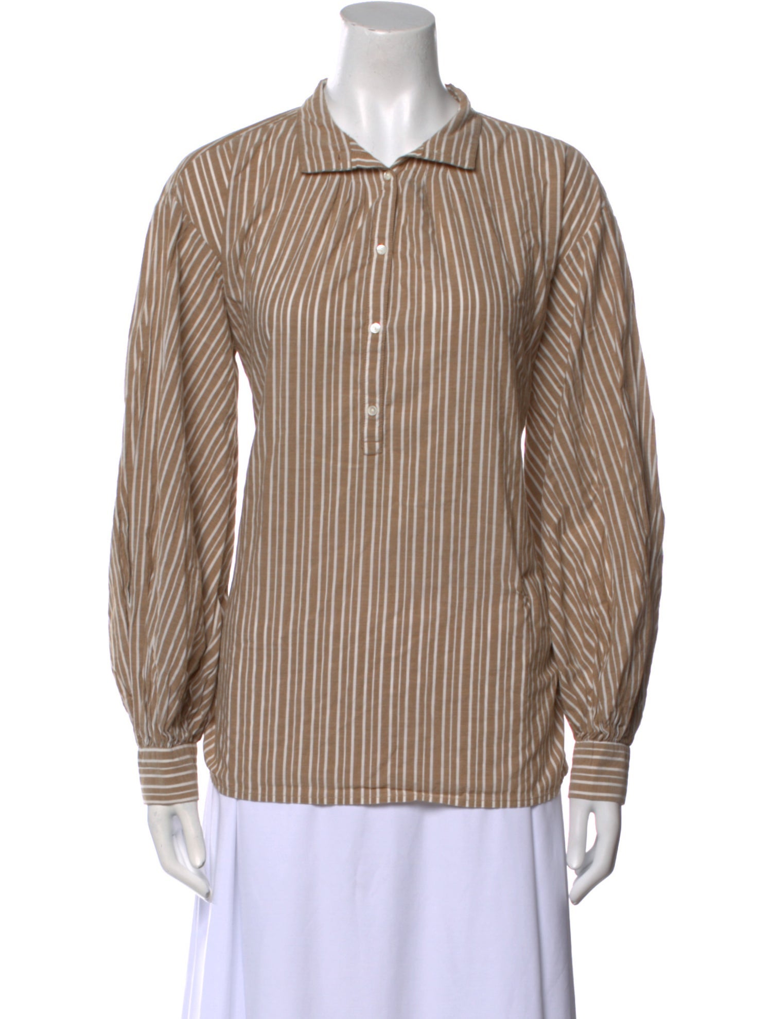 Nili Lotan Striped Long Sleeve Button-Up Top