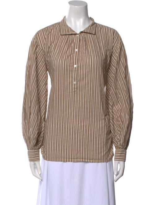Nili Lotan Striped Long Sleeve Button-Up Top