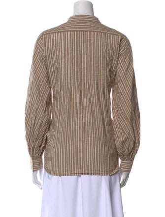 Nili Lotan Striped Long Sleeve Button-Up Top