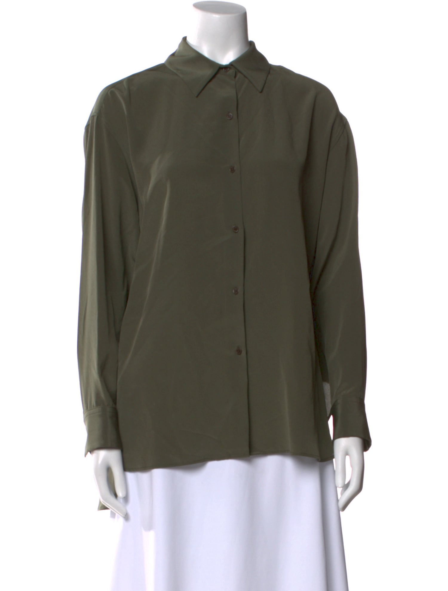 Nili Lotan Silk Long Sleeve Button-Up Top