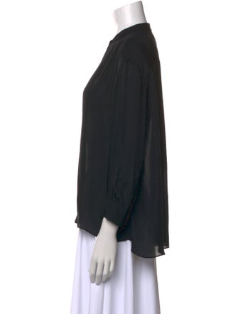 Nili Lotan Silk Mock Neck Button-Up Top