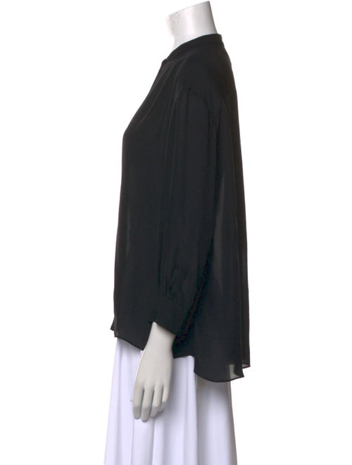 Nili Lotan Silk Mock Neck Button-Up Top