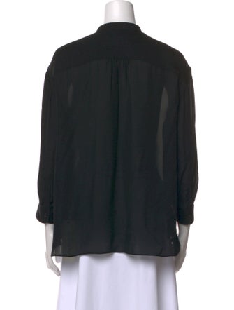 Nili Lotan Silk Mock Neck Button-Up Top