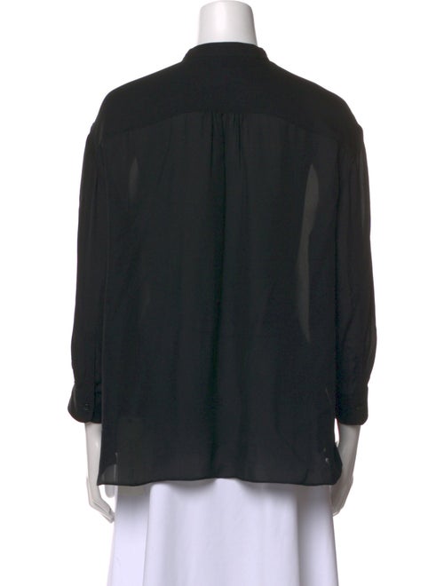 Nili Lotan Silk Mock Neck Button-Up Top