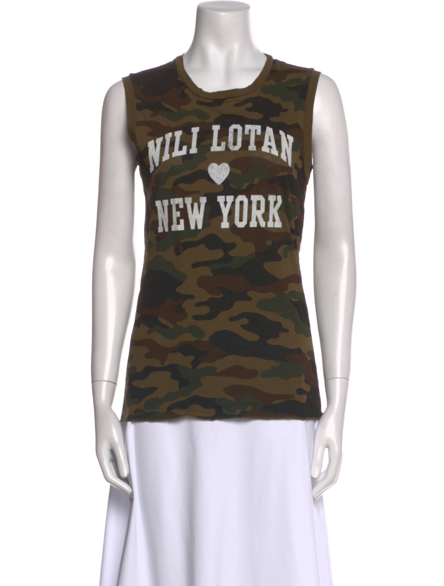 Nili Lotan Camouflage Print Crew Neck Top