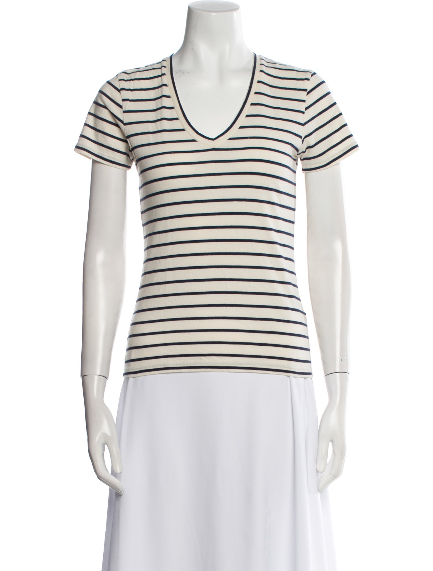 Nili Lotan Striped V-Neck T-Shirt