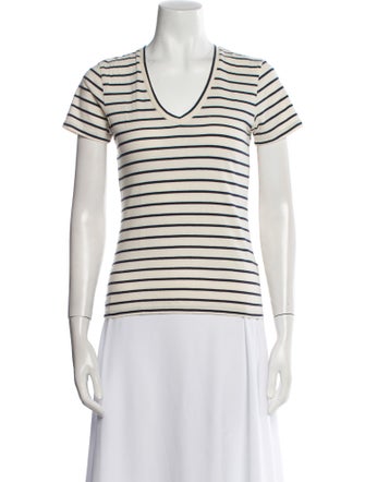 Nili Lotan Striped V-Neck T-Shirt