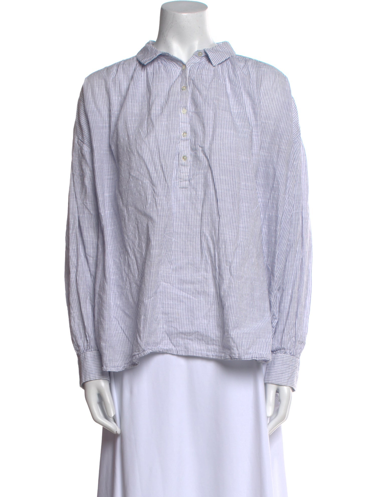 Nili Lotan Striped Long Sleeve Button-Up Top