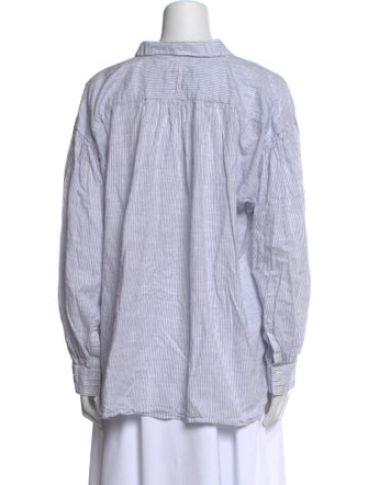 Nili Lotan Striped Long Sleeve Button-Up Top