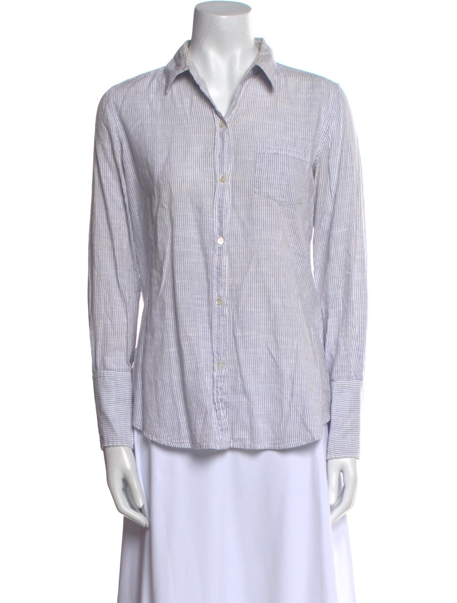 Nili Lotan Striped Long Sleeve Button-Up Top