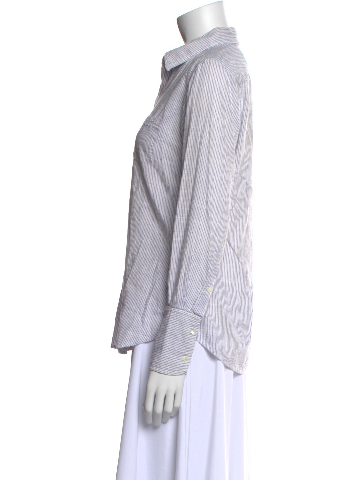 Nili Lotan Striped Long Sleeve Button-Up Top