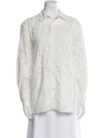 Nili Lotan Printed Long Sleeve Button-Up Top