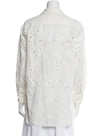 Nili Lotan Printed Long Sleeve Button-Up Top