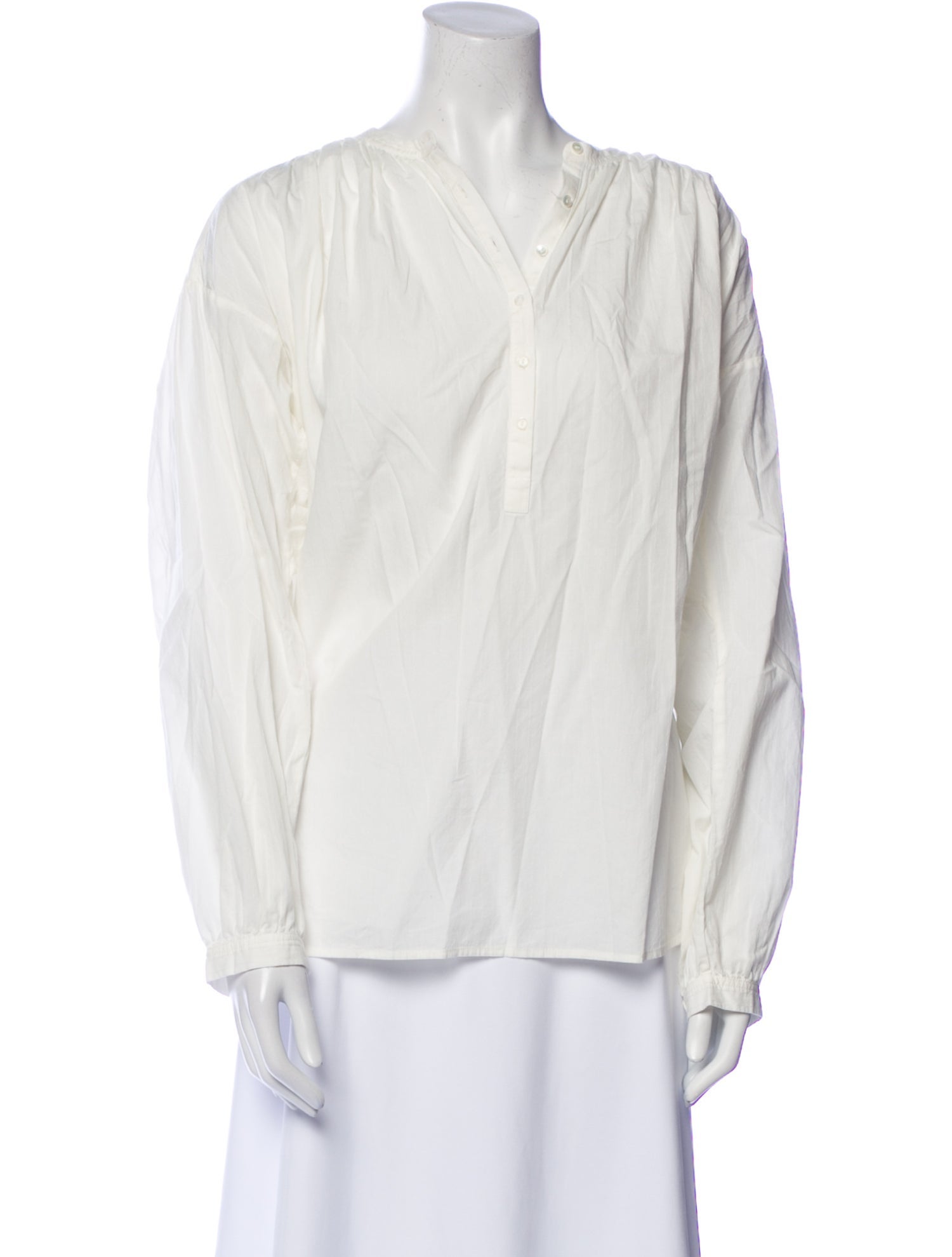 Nili Lotan V-Neck Long Sleeve Blouse