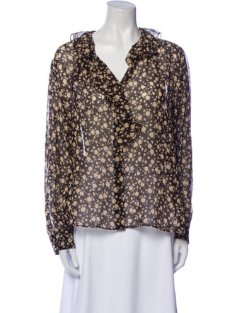 Nili Lotan Silk Floral Print Blouse