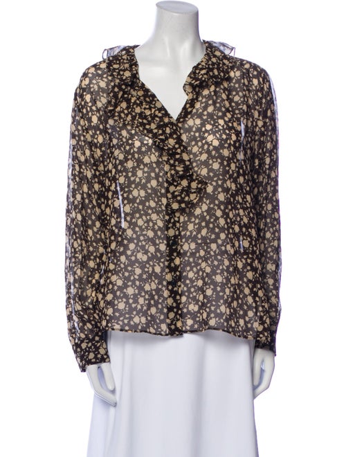 Nili Lotan Silk Floral Print Blouse