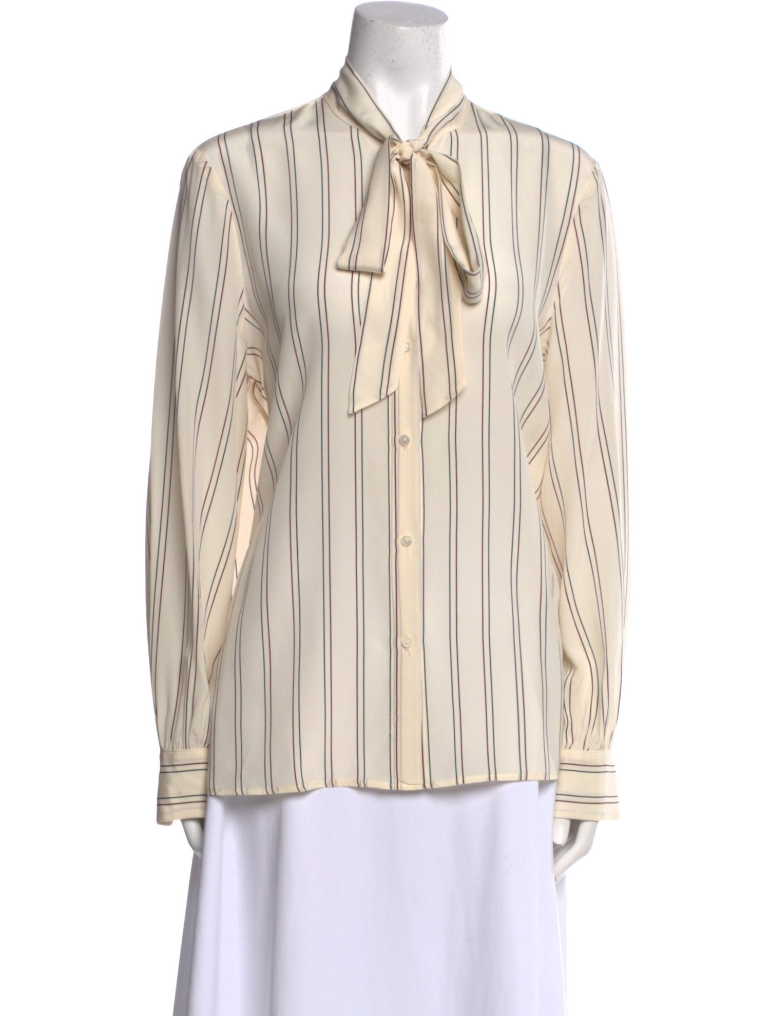 Nili Lotan Silk Striped Button-Up Top