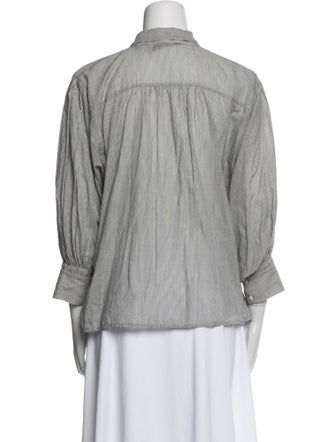 Nili Lotan Striped Mock Neck Button-Up Top