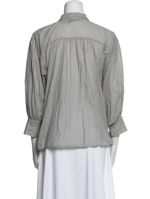 Nili Lotan Striped Mock Neck Button-Up Top