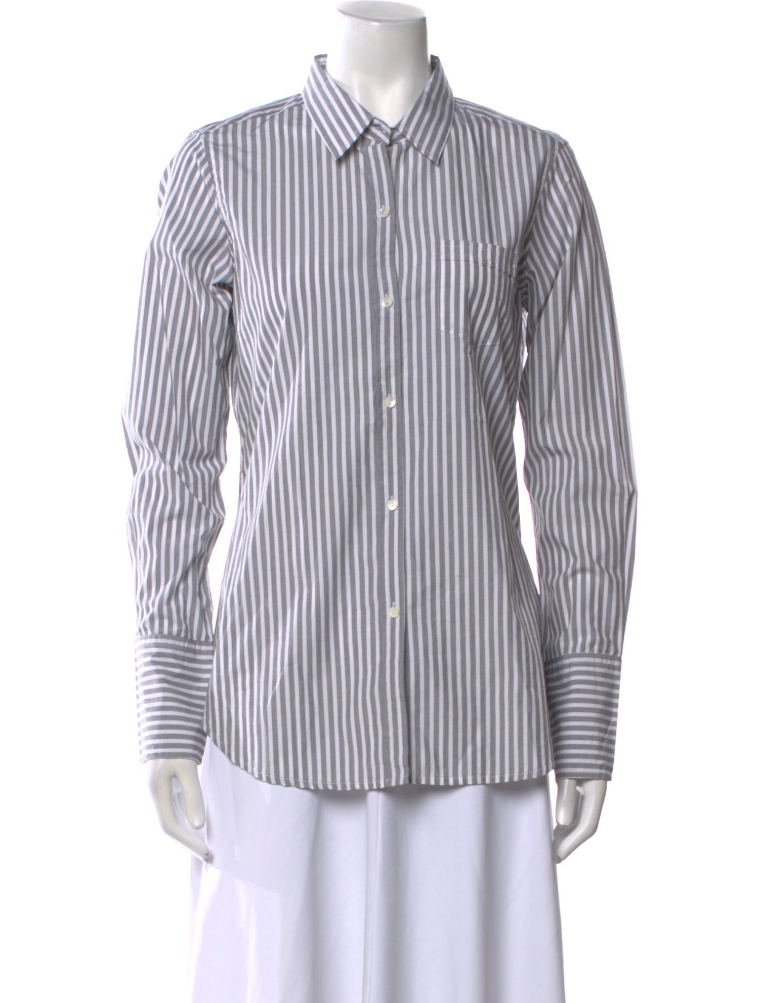 Nili Lotan Striped Long Sleeve Button-Up Top
