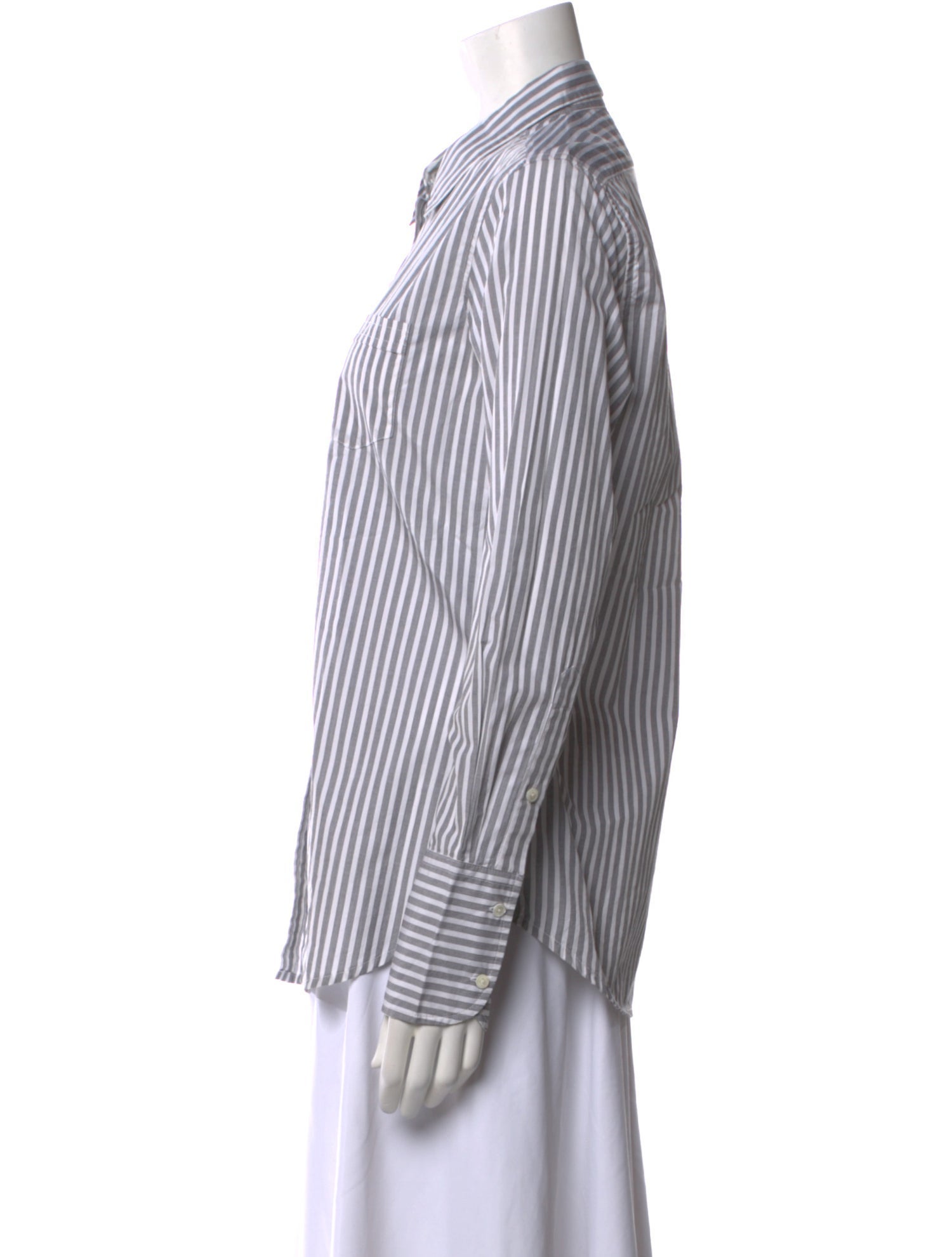 Nili Lotan Striped Long Sleeve Button-Up Top