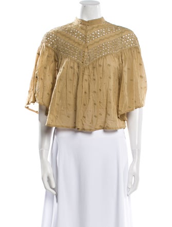 Nili Lotan Mock Neck Three-Quarter Sleeve Crop Top