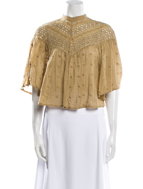 Nili Lotan Mock Neck Three-Quarter Sleeve Crop Top