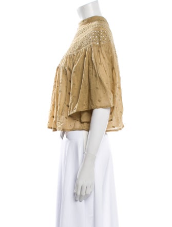 Nili Lotan Mock Neck Three-Quarter Sleeve Crop Top