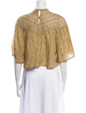 Nili Lotan Mock Neck Three-Quarter Sleeve Crop Top