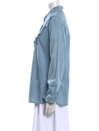 Nili Lotan Mock Neck Long Sleeve Button-Up Top