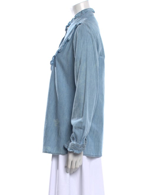 Nili Lotan Mock Neck Long Sleeve Button-Up Top